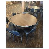5' Round Folding Table w/ 8 Black Padded Chairs
