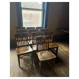 10 Wood Slat-Back Dining Chairs