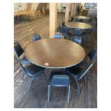 5' Round Folding Table w/ 8 Black Padded Chairs