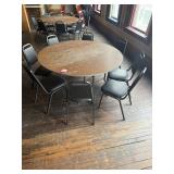 5' Round Folding Table w/ 8 Black Padded Chairs