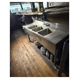 3-Bay Stainless Steel Bar Sink w/ Faucet