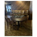 Round Wood Dining Table w/ 4 Wood Chairs