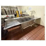 10'  3-Bay Stainless Sink w/ Drainboards & Faucets