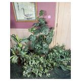 Faux Monstera Tree, Baskets & Greenery Lot
