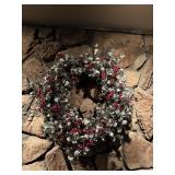 Fireplace Flocked Christmas Wreath With Berries