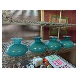 Vintage Teal Glass Lamp Shades, Set of 4
