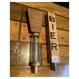 Vintage Wood & Brass Beer Tap Handles, 2 Pcs