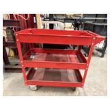 3-Shelf Red Steel Rolling Service Cart