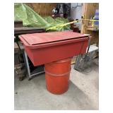 Red Automotive Parts Washer Wash Bay Drum Setup