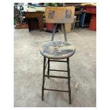 Industrial Metal Shop Stool with Backrest