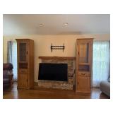 Pair of 7ft Tall Oak Etagere Display Cabinets