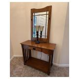 Mission Style Oak Entryway Hall Tree Table & Wall