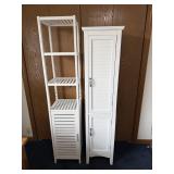 Set of 2 White Tall Utility Storage Towers