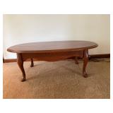 Wooden Oval Coffee Table Queen Anne Legs