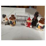 Japan Figurines Salt & Pepper Shakers Glass Dish