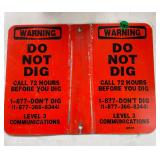 Vintage Level 3 Warning Do Not Dig Signs