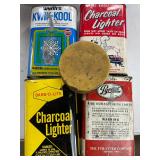 STP Pyrene Charcoal Lighter Vintage Metal Can Lot
