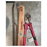 Bolt Cutters 24 Inch Pry Bar Wood Level Tool Lot