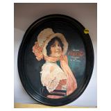 Coca-Cola Hamilton King Girl Oval Metal Tin Tray