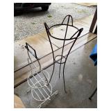 Pair of Metal Plant Stands White & Brown
