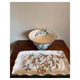 Tuscany Hand Painted Ceramic Pedestal Bowl Serving