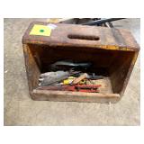 Rustic Wooden Tool Caddy with Garden Hand Tools