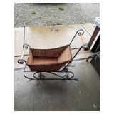 Vintage Wicker & Wrought Iron Decorative Sleigh