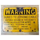 Indiana Bell Porcelain Buried Cable Warning Sign
