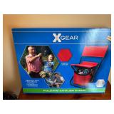 XGEAR Folding Cooler Chair Red Portable Camping