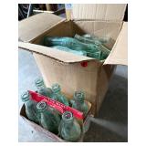 Coca-Cola Green Glass Bottles Box w/ 6pk Carrier