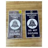Bell System Porcelain Cable Warning Signs (Pair)
