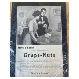 Postum Cereal Co. Grape-Nuts Mounted Print Ad