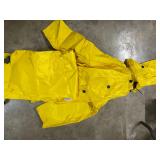 Heavy Duty Yellow Rain Suit with Hood & Bag Sz M