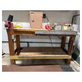 Heavy Duty Wood Workbench w/ Craftsman Vise, Lamp