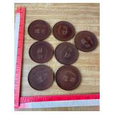 Japanese Carved Wooden Coasters Mt Fuji Set