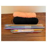 Knitting Needles Assortment & Yarn Skeins Lot