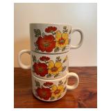 Stoneware Floral Stackable Soup Mugs Made in Japan