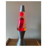 Lava Lite Red Liquid Motion Lamp Brushed Aluminum