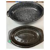 Granite Ware Oval Roasting Pans Speckled Enamel