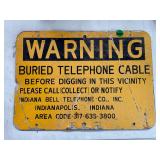 Vintage Indiana Bell Telephone Metal Warning Sign
