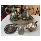 Silver Plate Coffee Pot Pitcher Gravy Boat Lot