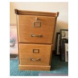 Oak 2-Drawer File Cabinet Locking Brass Hardware