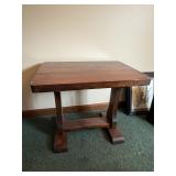 Wood Trestle Bench Accent Table Plank Top