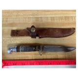 Western USA Fixed Blade Hunting Knife & Sheath