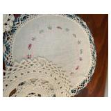 Crocheted Doily Lot & Hand Embroidered Tableware 5