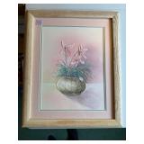 S. Brown Signed Impasto Floral Wall Art Framed