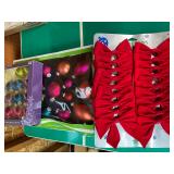 Christmas Ornaments Glass Ball Velvet Bows Lot
