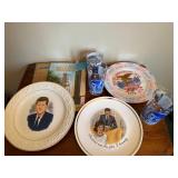 JFK Presidential Memorabilia Books Glasses Plates