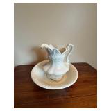 Cyprus Pitcher & Wash Basin Bowl Set White Ceramic