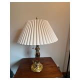 Brass Table Lamp Polished Finish Pleated Shade